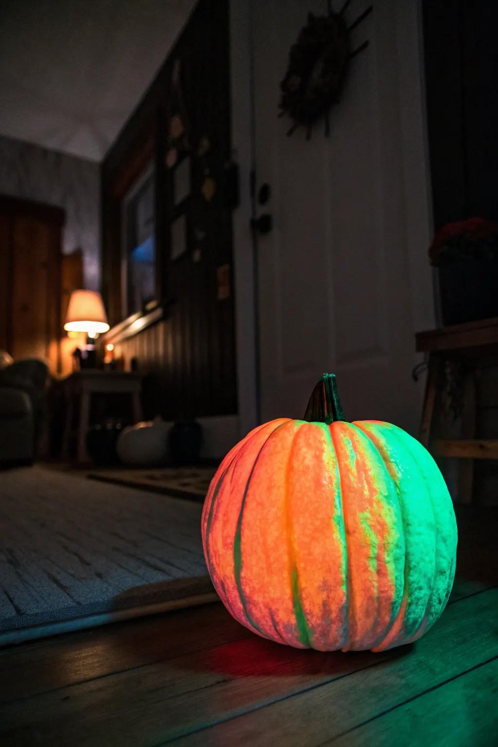 Pumpkin glowing with magical luminescence.