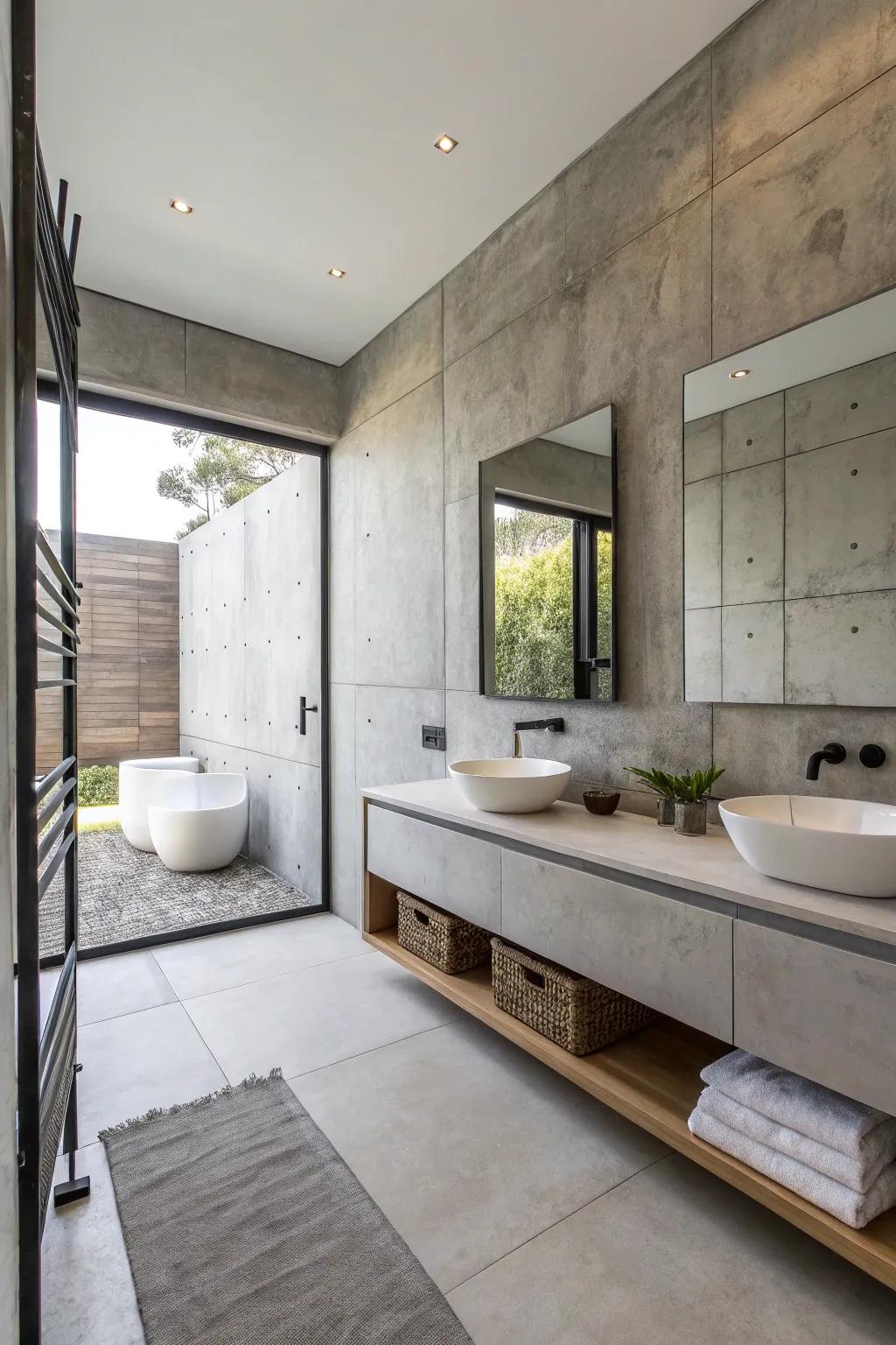 Concrete look panels offer an urban sleekness.