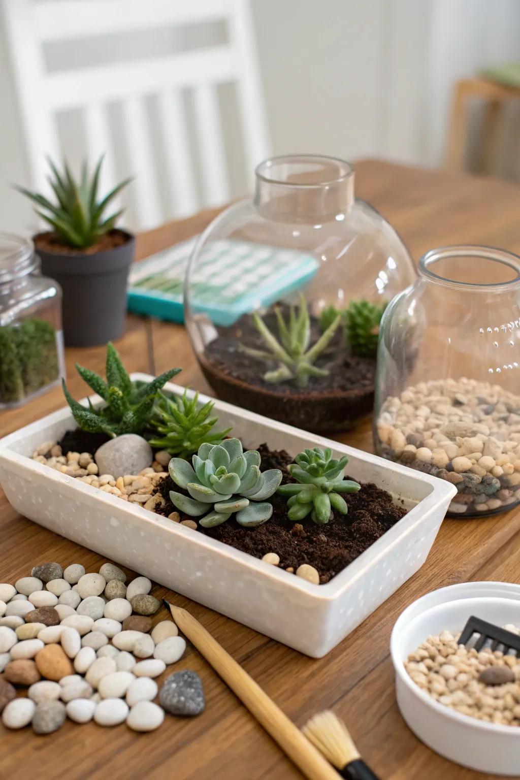 Create your personal indoor garden with a glass garden set