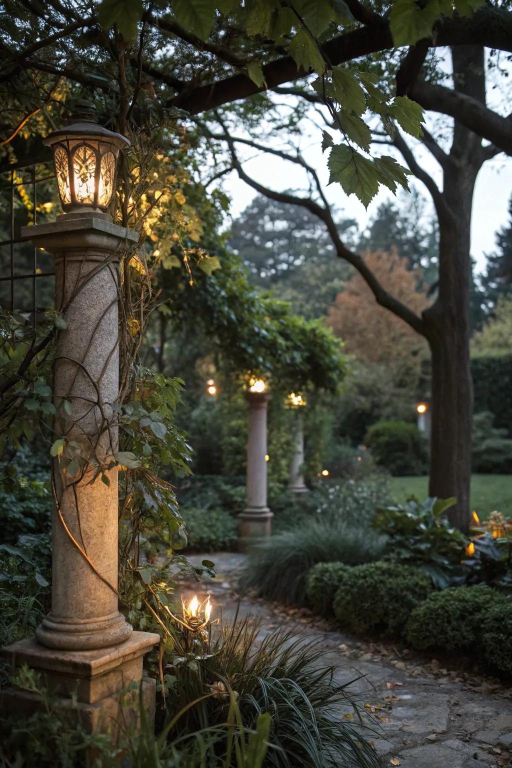 Forge a secret garden feel with hidden lighting.