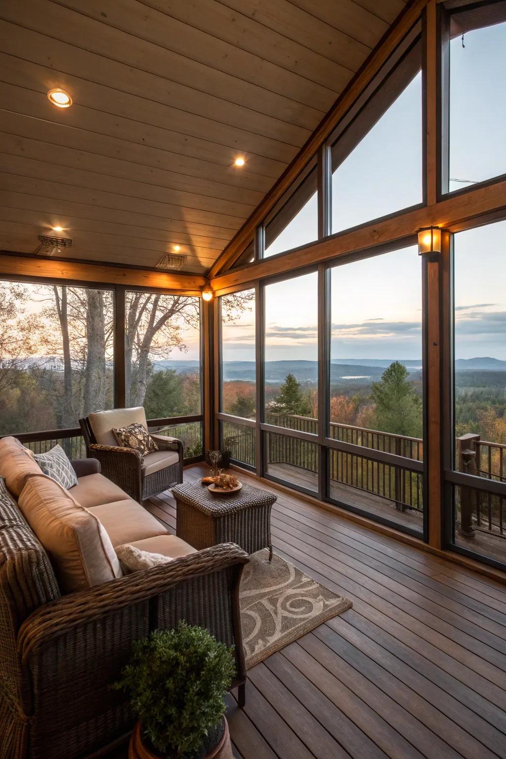 Fully enclosed decks offer comfort and usability in any season.