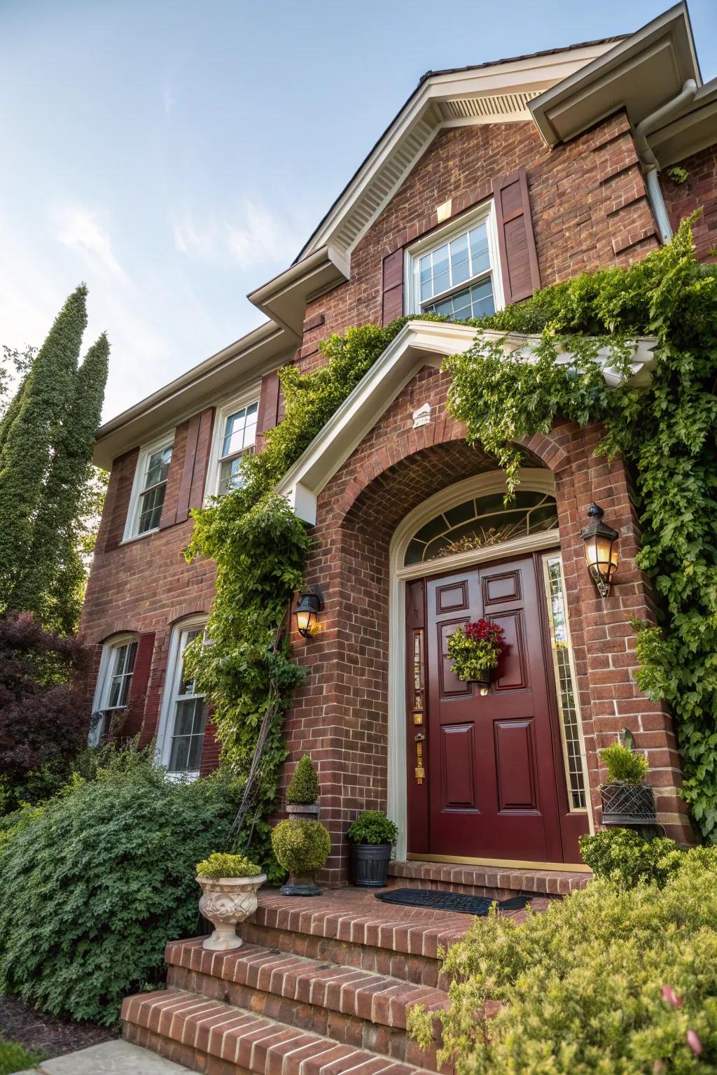 Luxurious and sophisticated burgundy door.