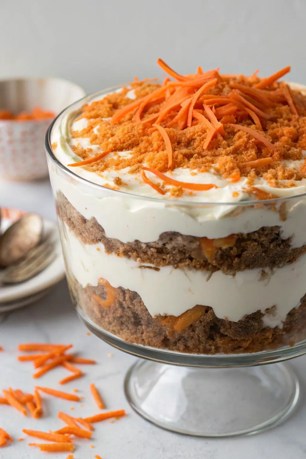 Carrot cake trifle, a visually stunning dessert for brunch.