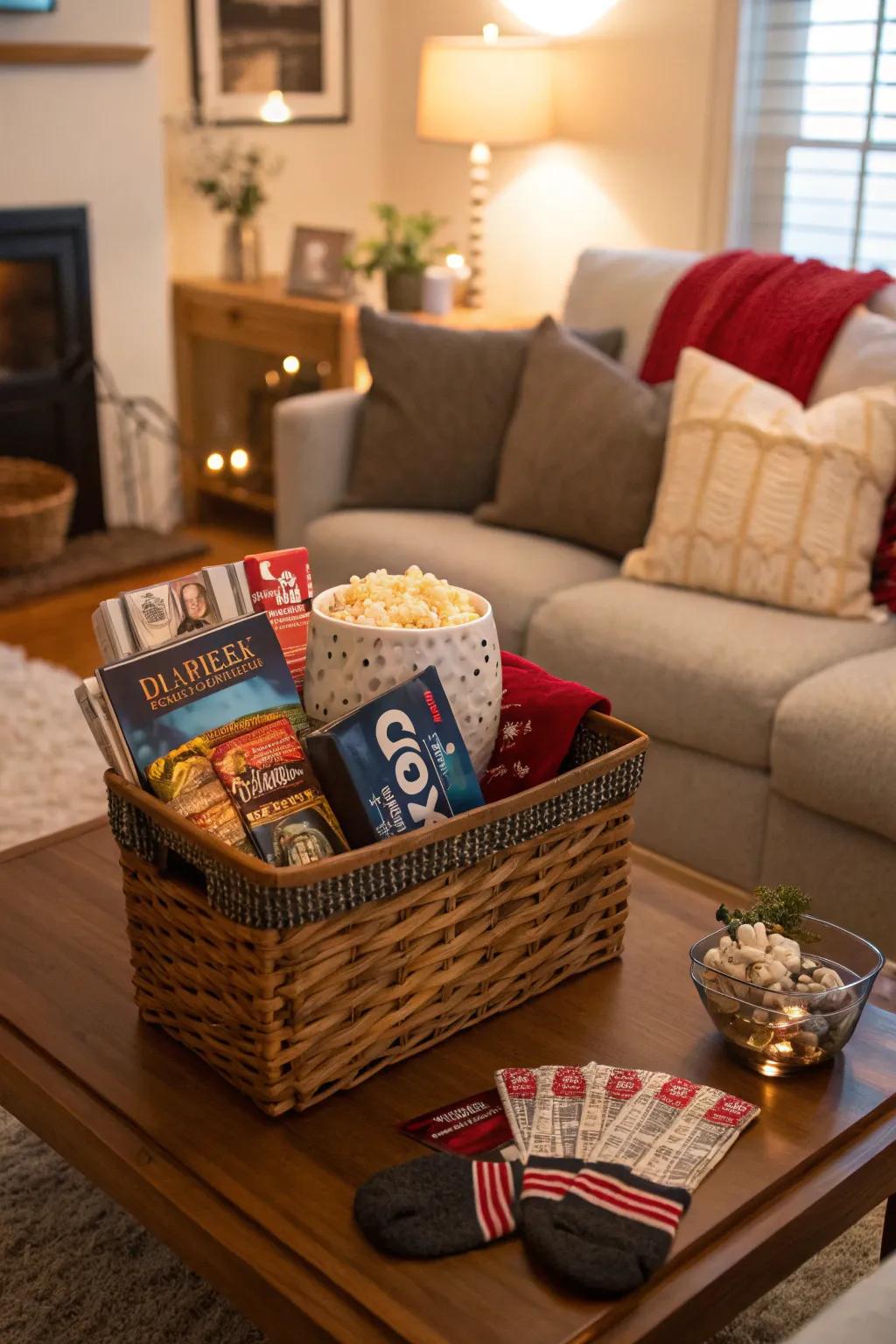 Enjoy a nostalgic movie night with this cozy setup.