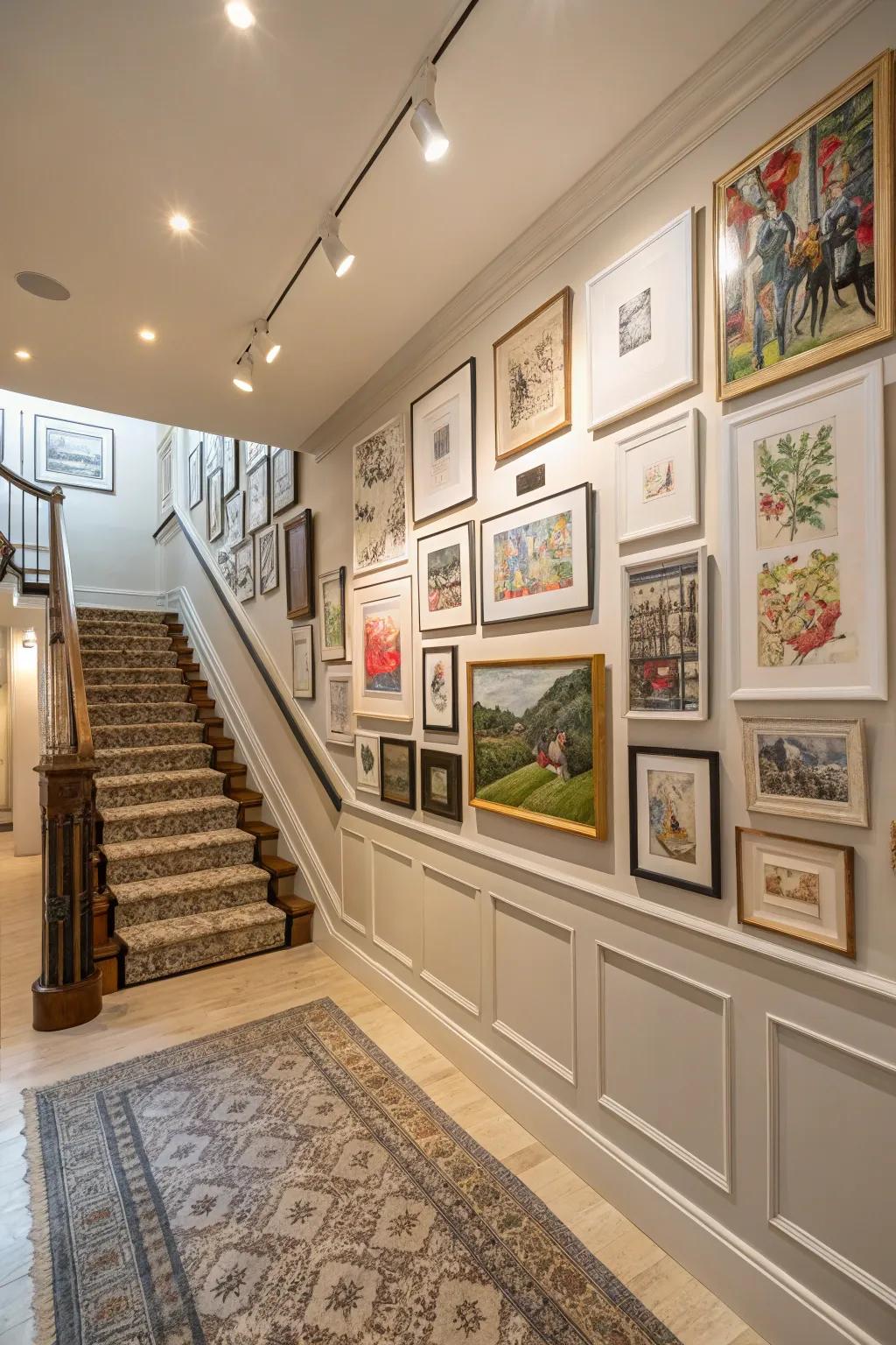 A gallery wall adds personal touches to the entryway.