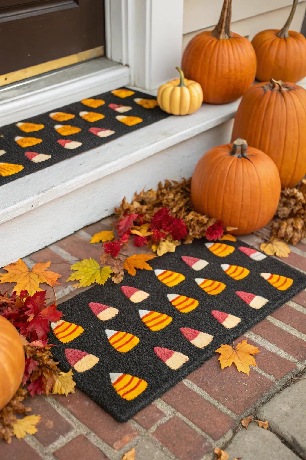 Candy corn designs add a sweet touch to your Halloween decor.