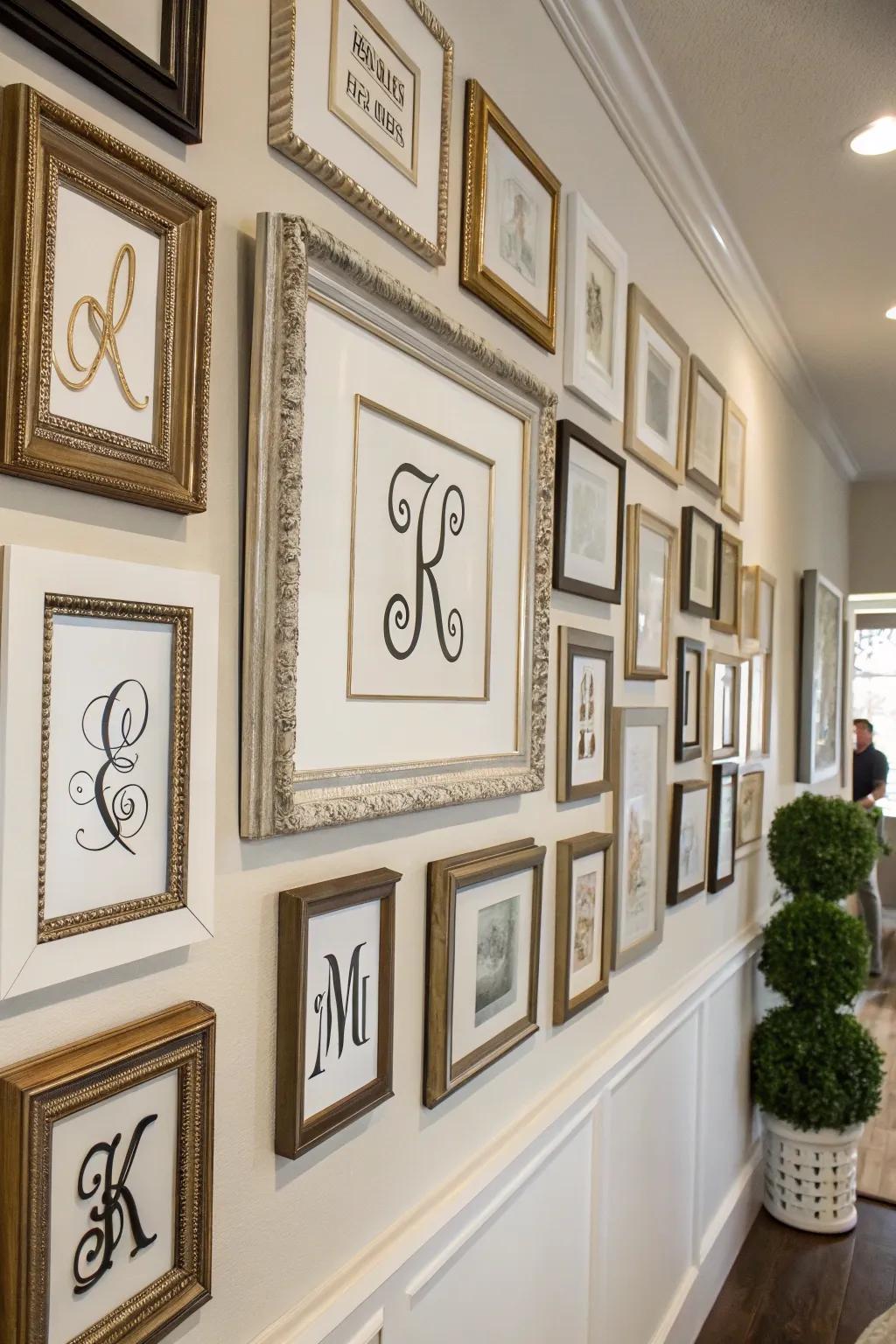 Framed initials provide an elegant, timeless touch.