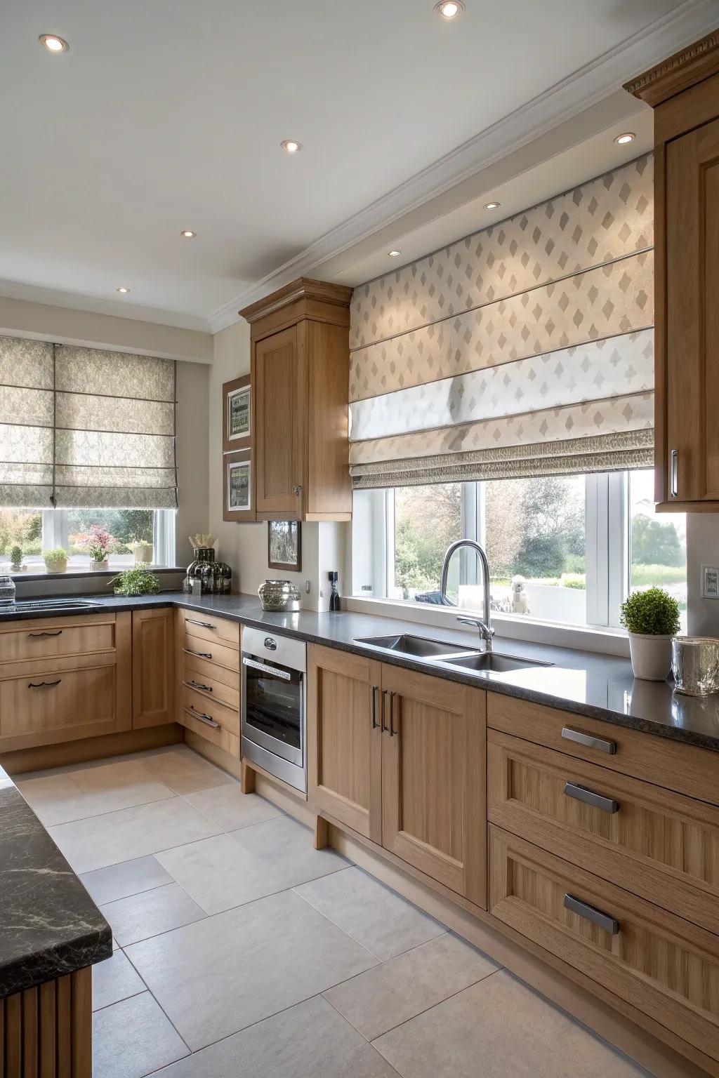 Custom blinds add a personal touch to your kitchen.