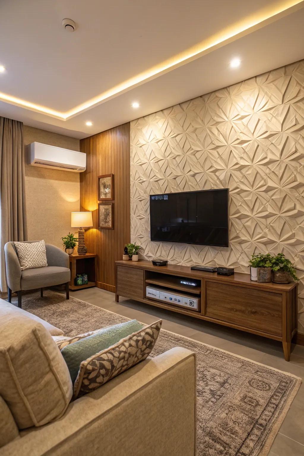 An accent wall gives the TV area more depth and character.