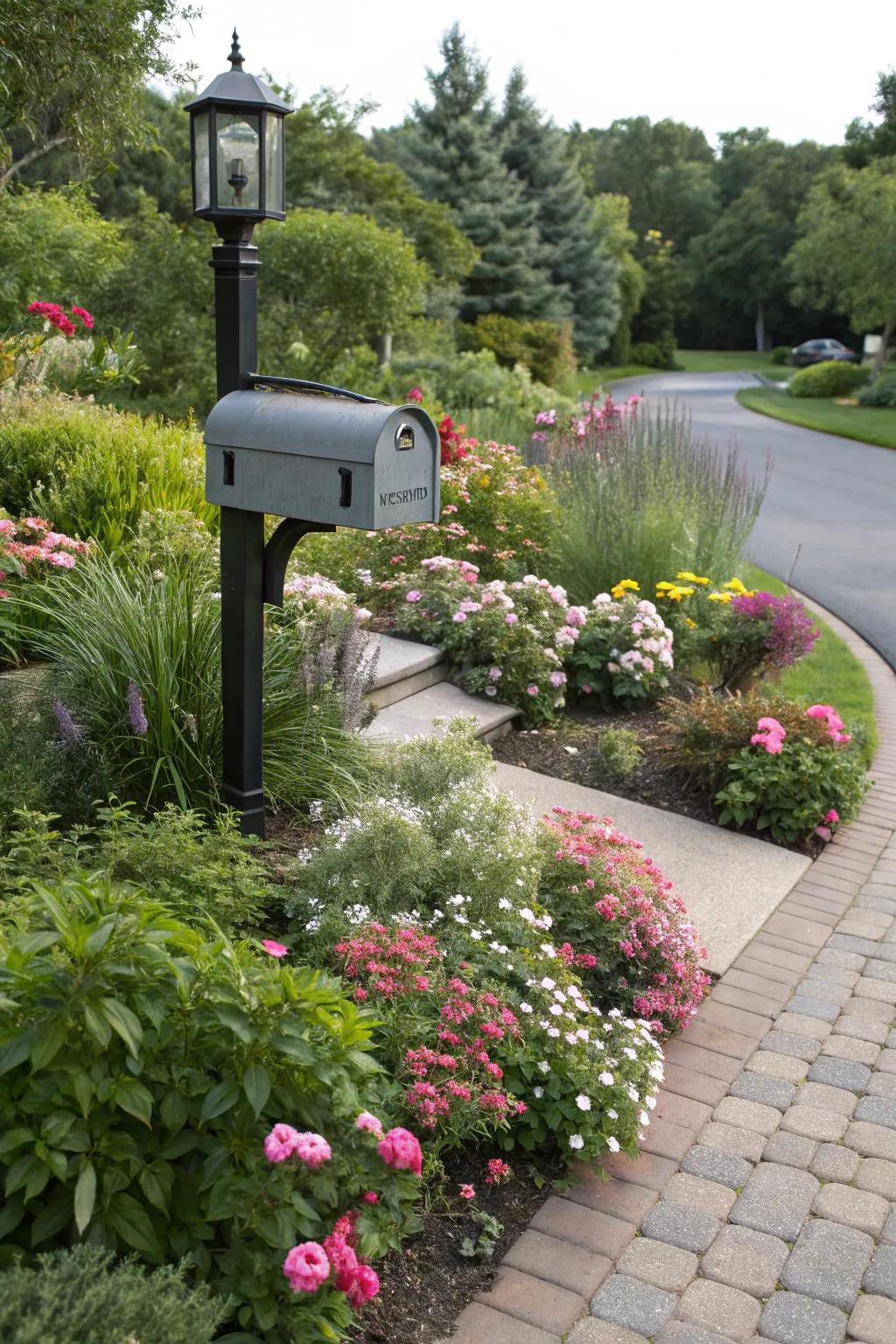 Layered planting adds depth and dimension to your mailbox landscape.