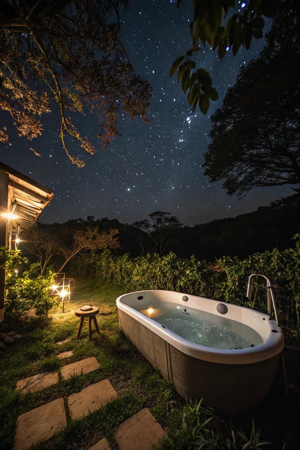 Experience the magic of bathing under the stars.