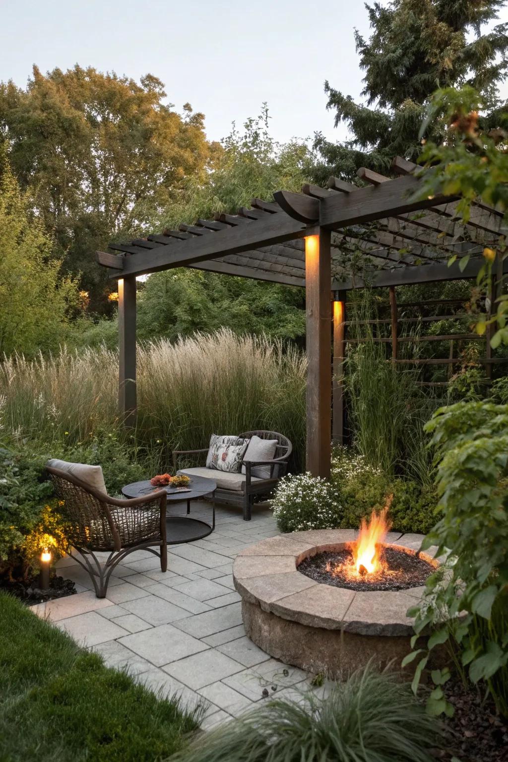 Discover tranquility in a secluded pergola nook.