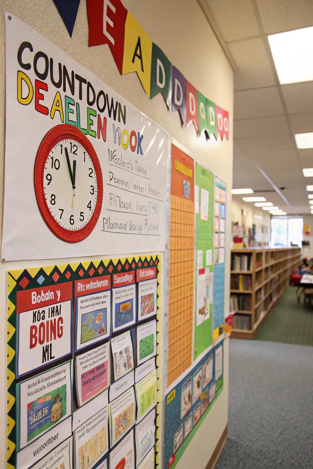 A countdown board builds excitement for upcoming reading events and releases.