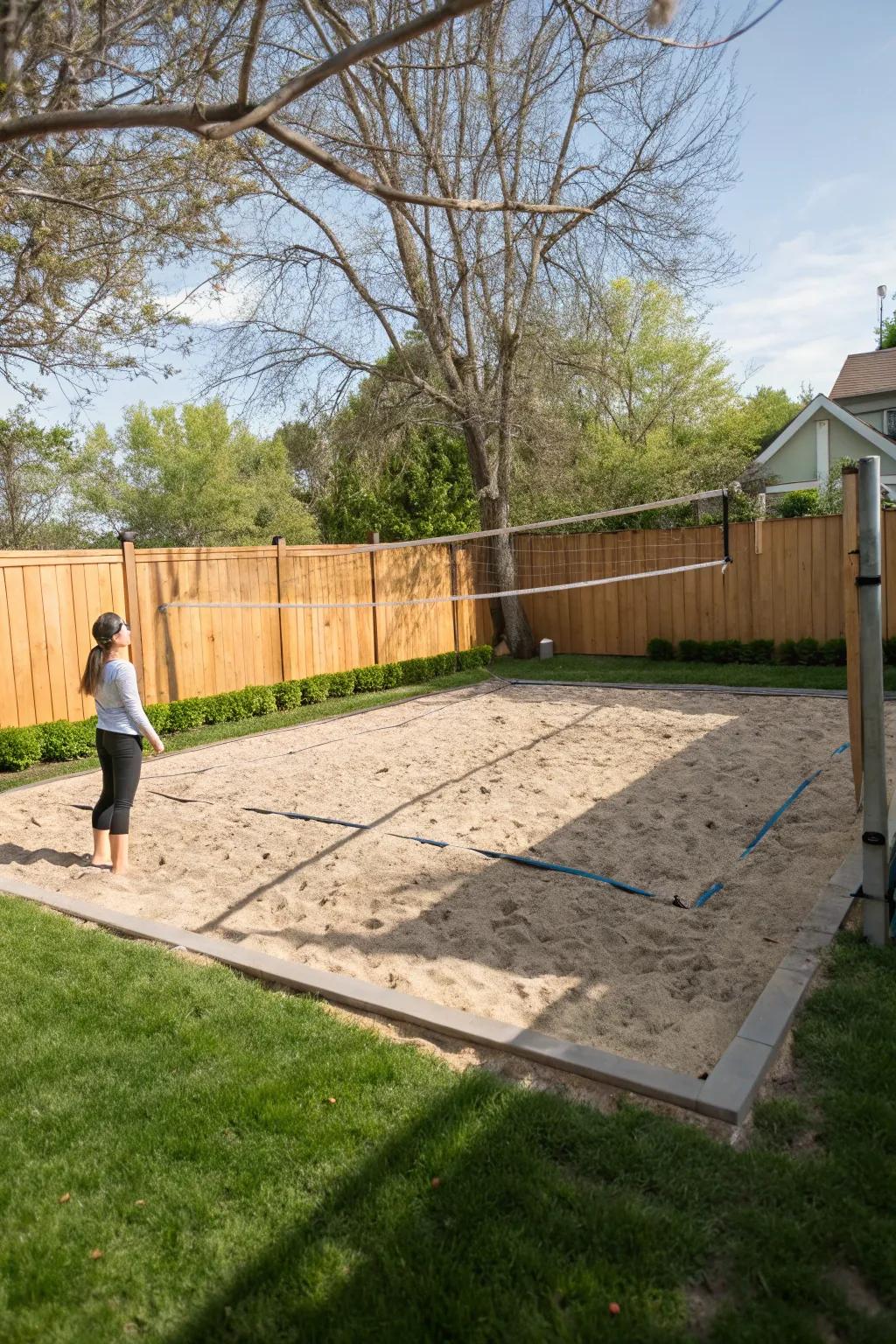 Stay active with a backyard sand play area.
