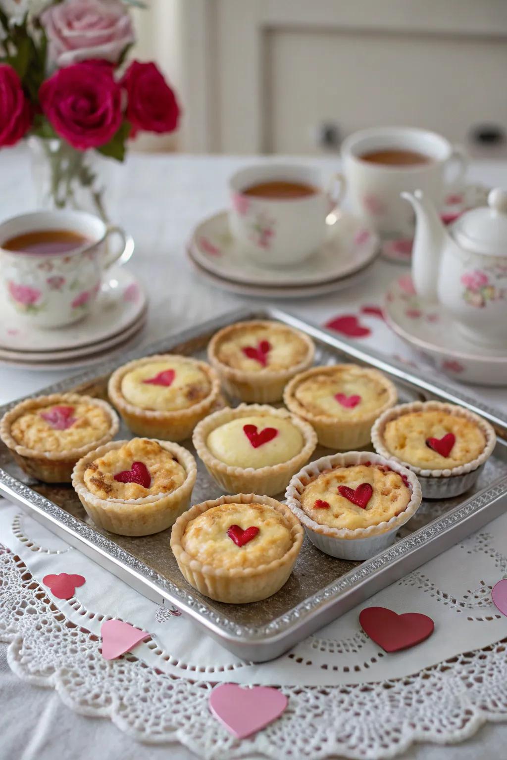 Savory miniature pies providing an enjoyable savory alternative at the tea celebration.
