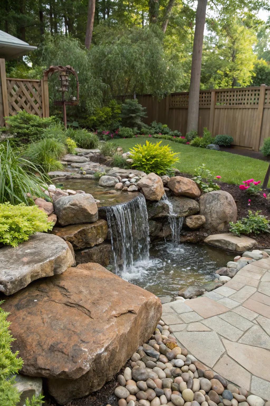 A pondless cascade provides endless tranquility.