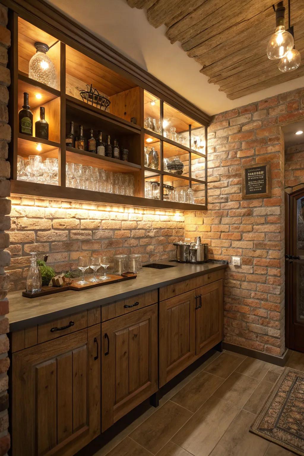 Walls with texture add depth and interest to your bar.