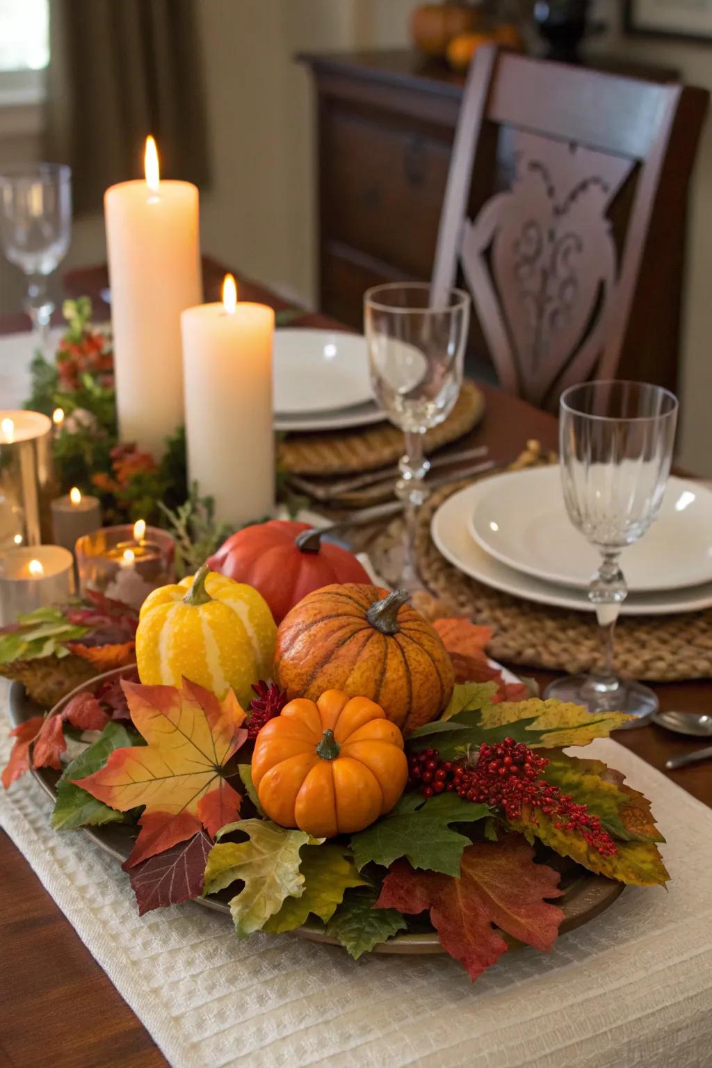 Set the mood with a vibrant harvest centerpiece.