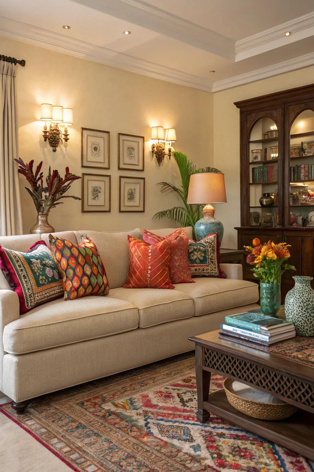 Neutral sofas provide a timeless and adaptable aesthetic.