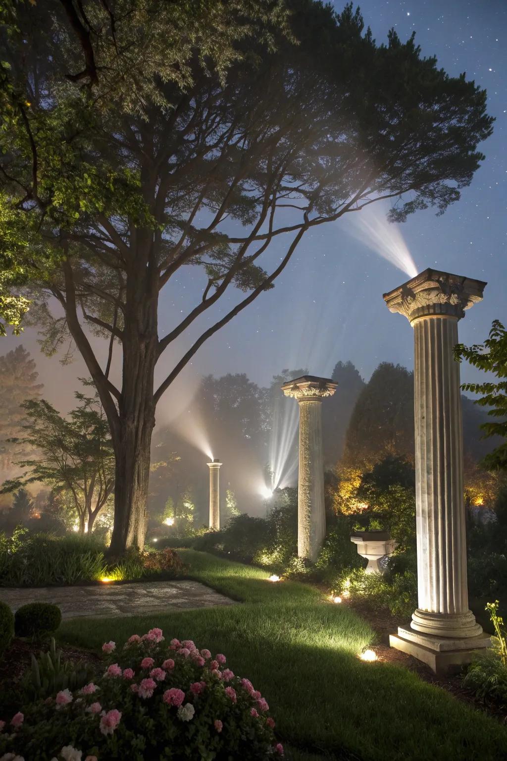 Accentuate majestic trees with column lighting.