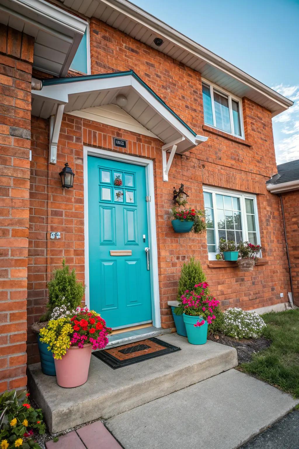 Energetic and fun turquoise door for a vibrant entrance.