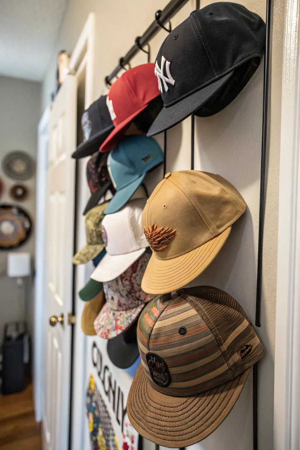 Magnetic walls offer a fresh way to display and rearrange hats.