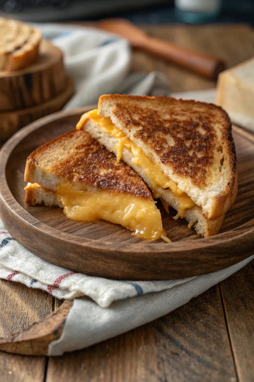 Smoky grilled cheese sandwiches are a comforting indoor BBQ delight.