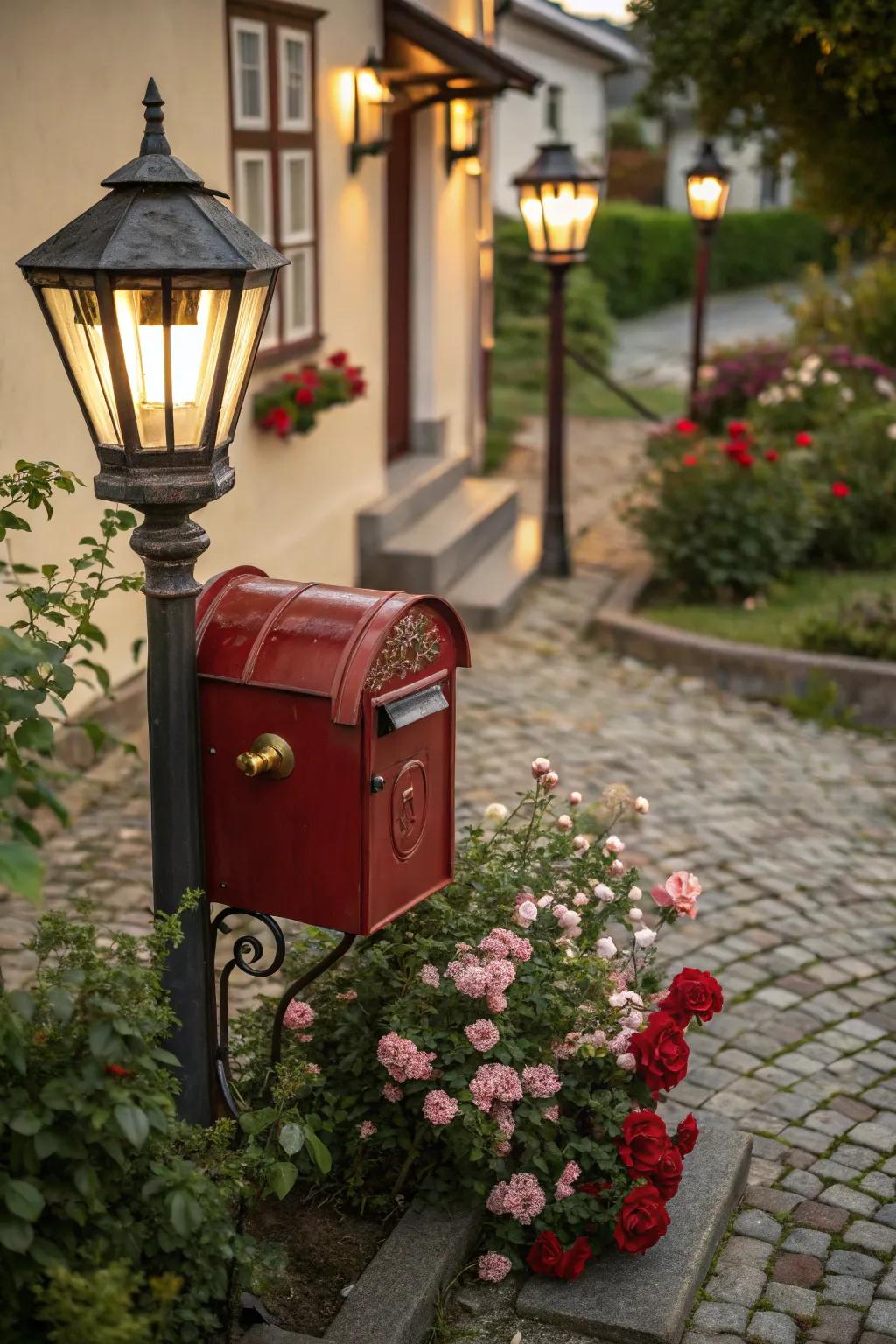 Vintage elements infuse nostalgia and character into your mailbox setting.