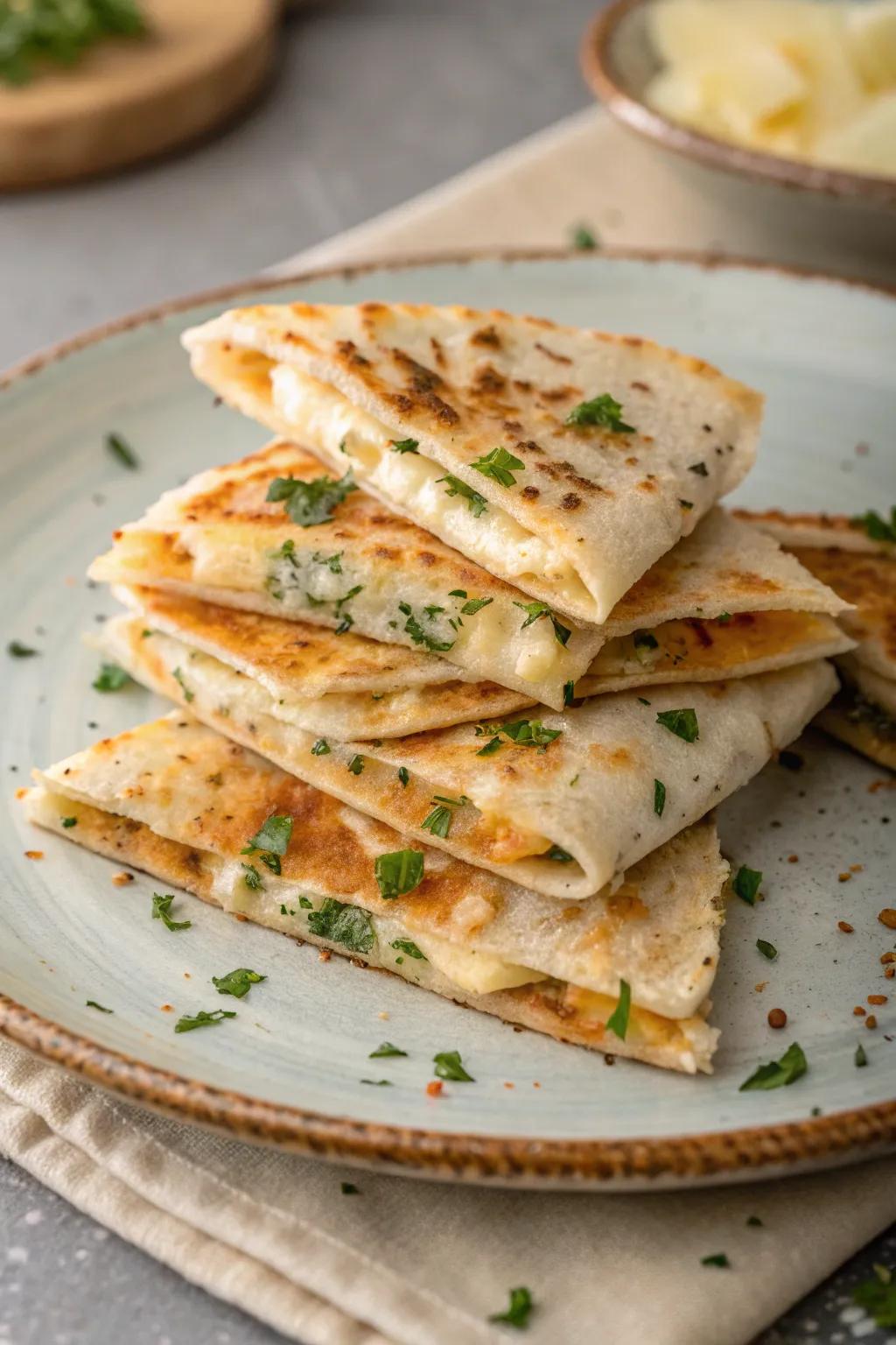 Mini quesadillas: bite-sized cheesy delights.