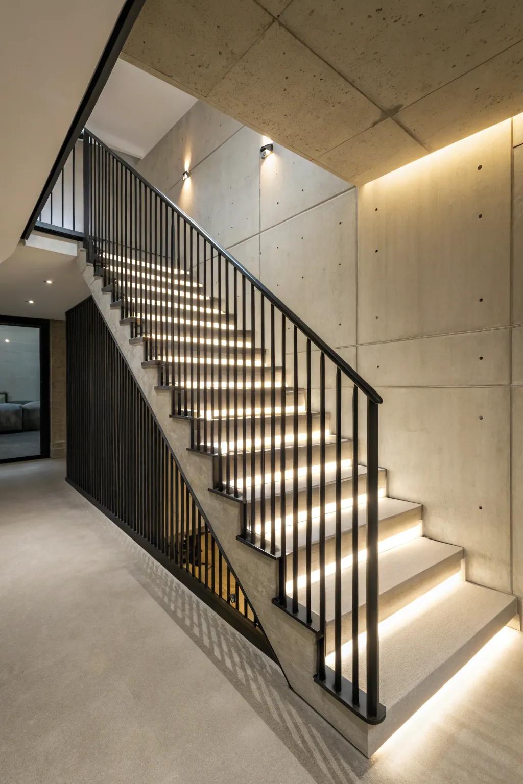 A modern and elegant look is achieved through vertical slats.