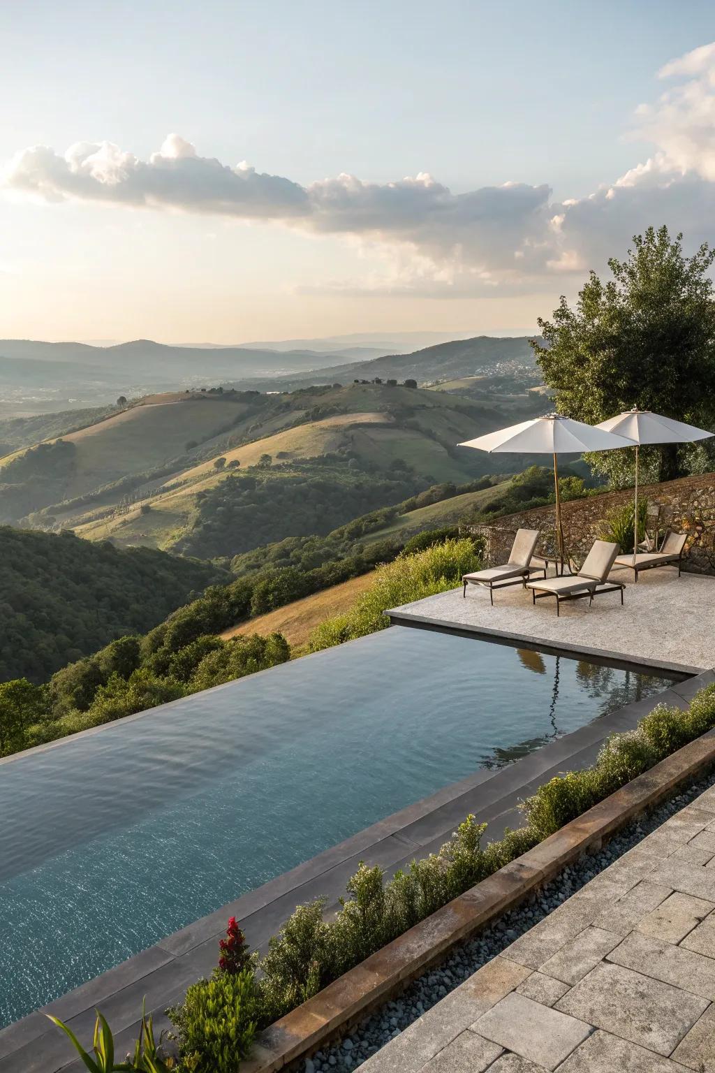 Make a stunning look with an infinity pool deck.
