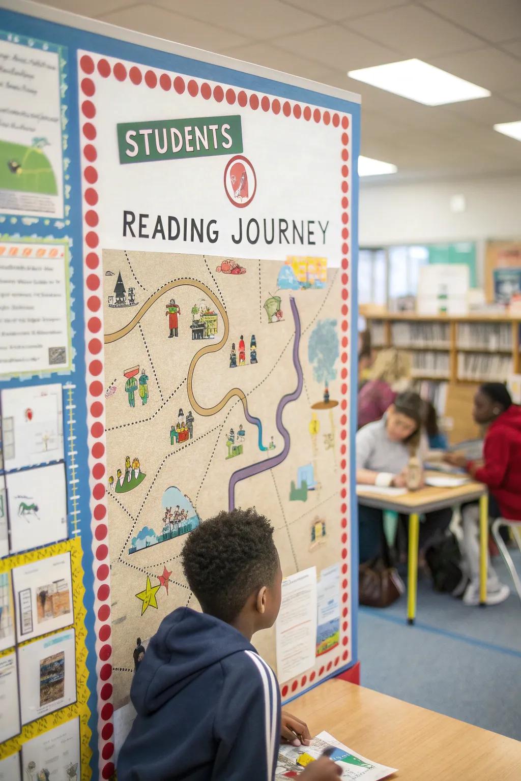 A roadmap design helps students visualize their reading journey and goals.