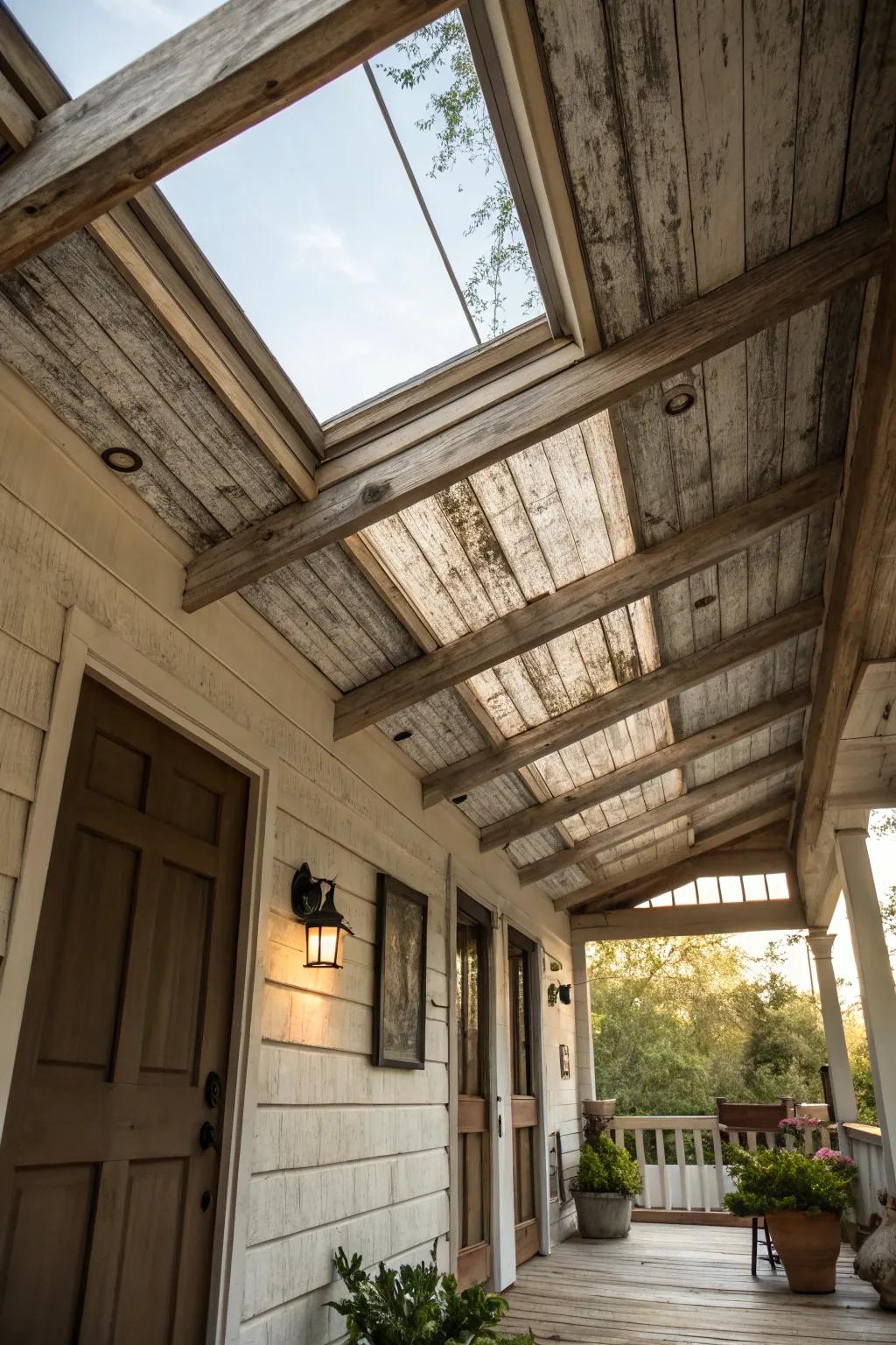 A skylight brings natural light and sky views indoors.