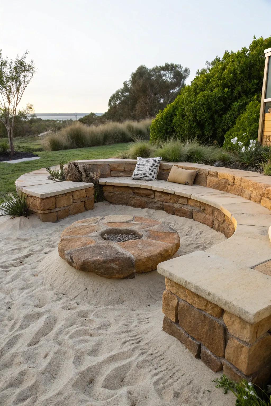 Sit comfortably with beautiful sandstone seats.
