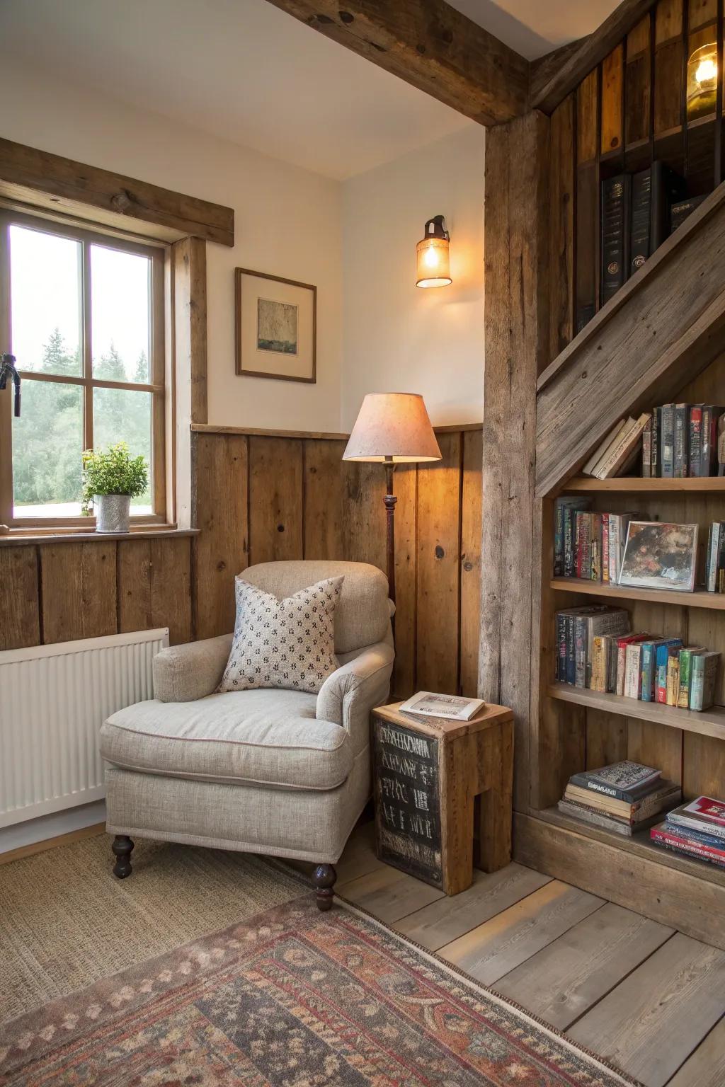 Weathered wooden <strong><em>skirting boards</em></strong> add rustic charm to reading spaces.” loading=”lazy” class=”pimg”>
	</picture><figcaption>Weathered wooden <strong><em>skirting boards</em></strong> add rustic charm to reading spaces.</figcaption></figure>
<p>Give your space a cozy feel with weathered wooden <strong><em>skirting boards</em></strong>. I used this in my reading spot, and the natural look made it feel lived-in and inviting.</p>
<h3>These products might be useful:</h3>
<ul class=