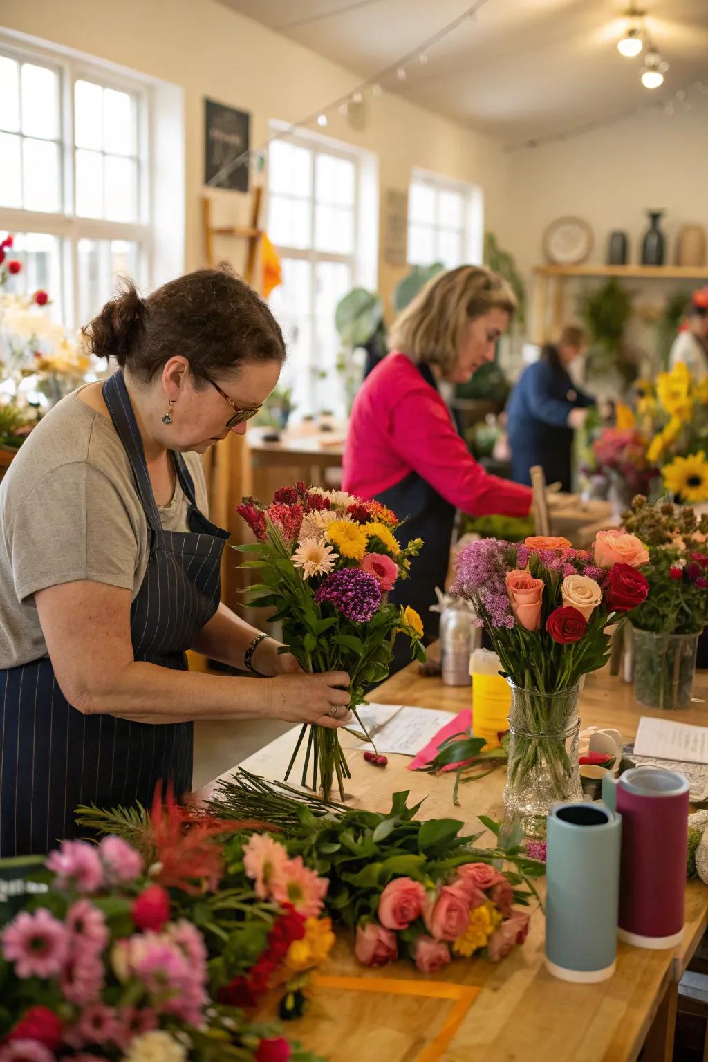 Explore your creativity with a floral arrangement workshop for your 40th.