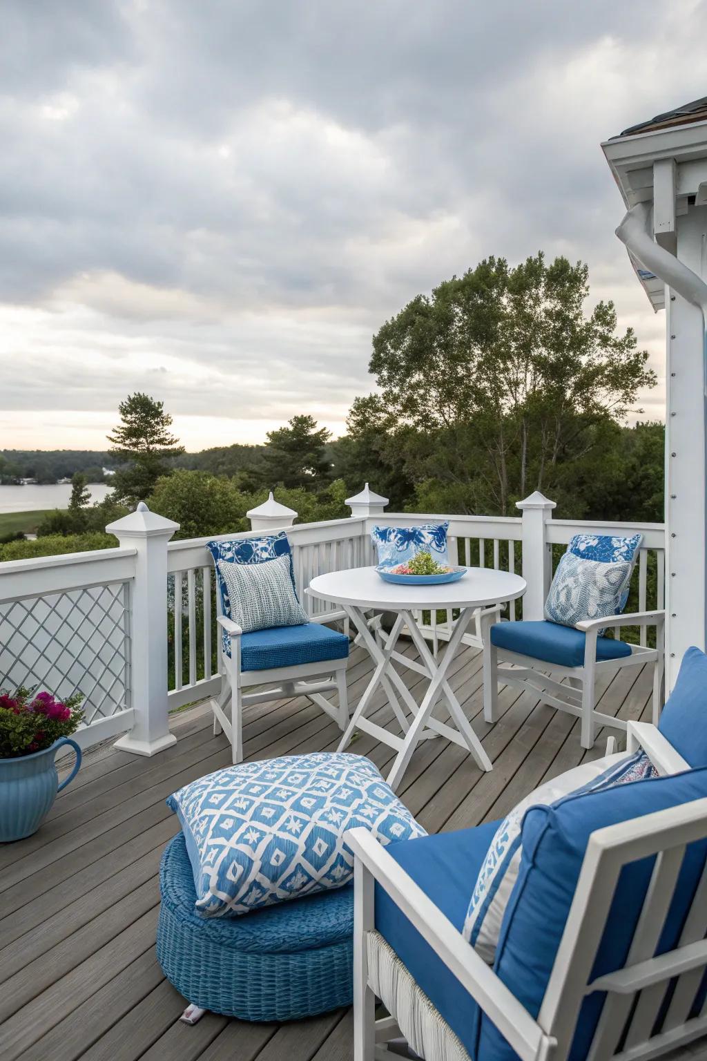 Color coordination creates a cohesive and appealing deck design.