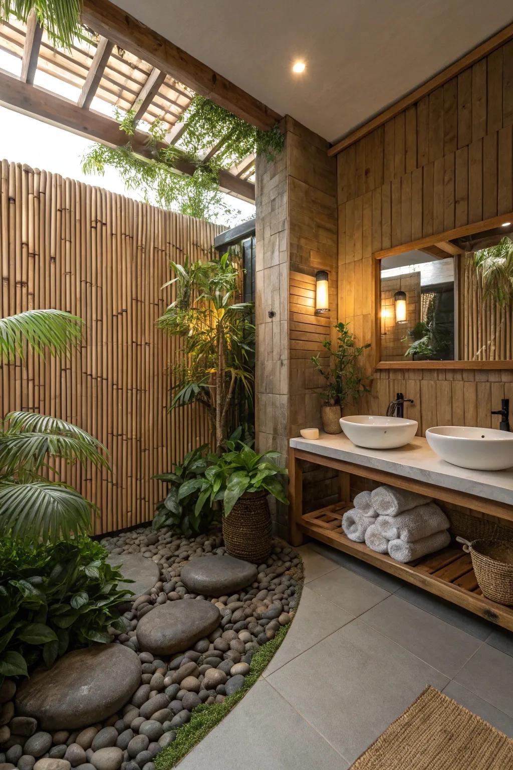 Bamboo panels offer sustainable elegance.