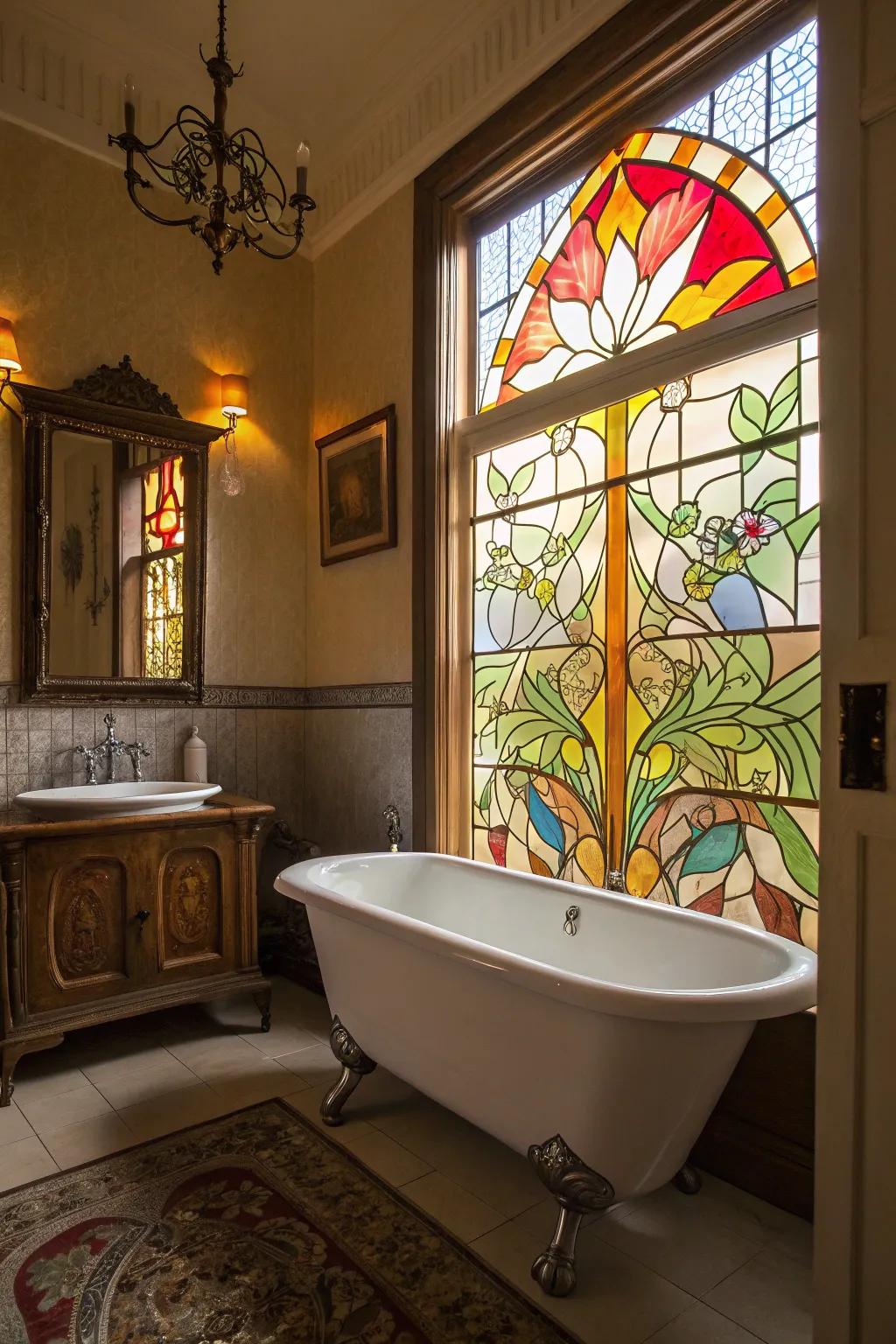 Artistic privacy: Stained glass transforms your window into a focal point.