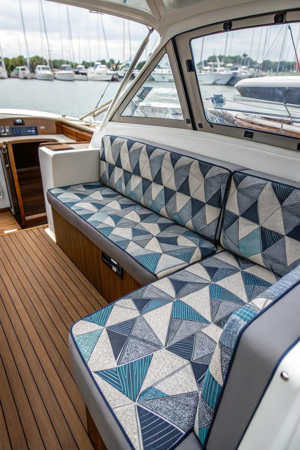 Make a bold statement with geometric designs that add modern flair to your boat.