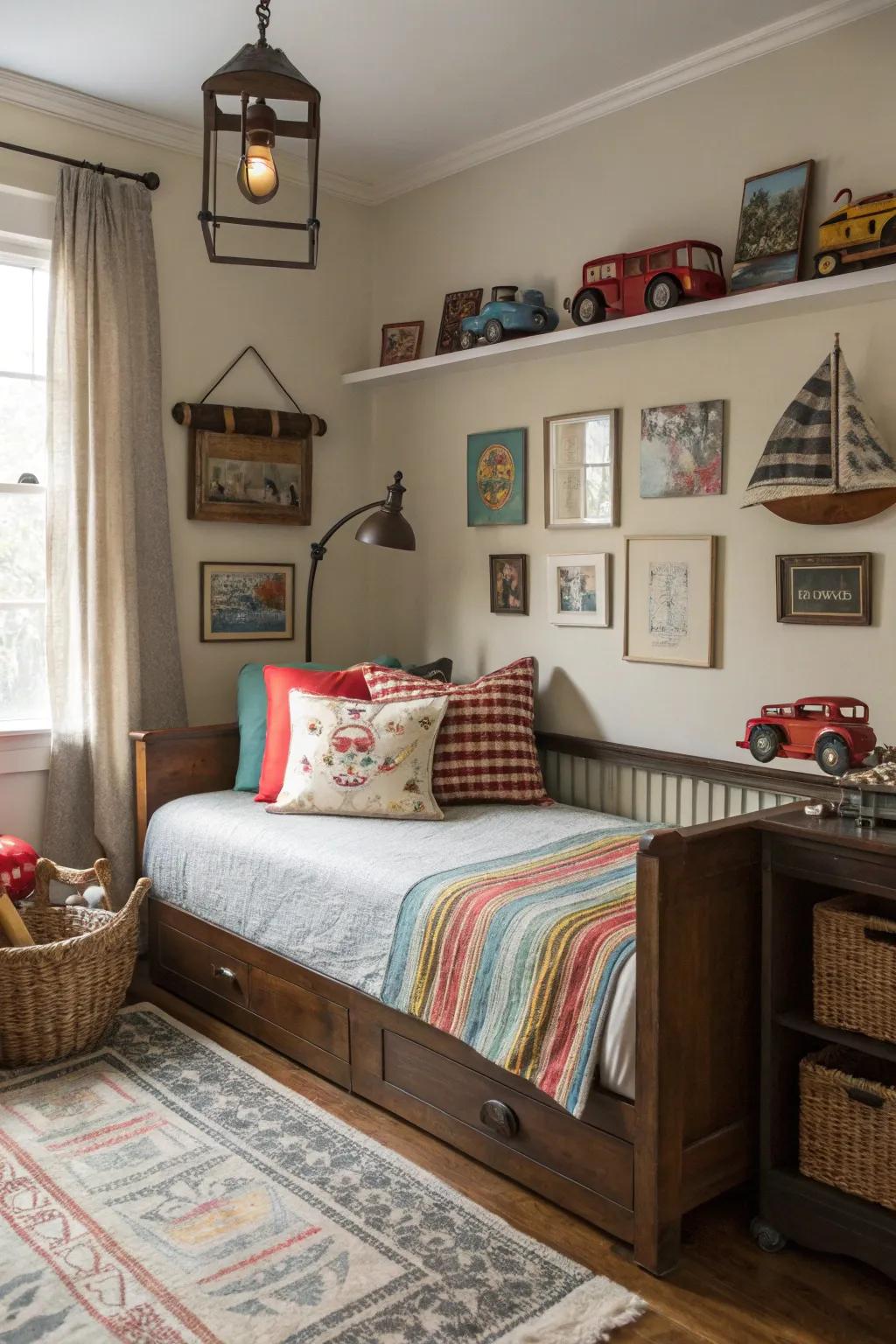 Add old-world charm to your boy's space with vintage daybed decor.