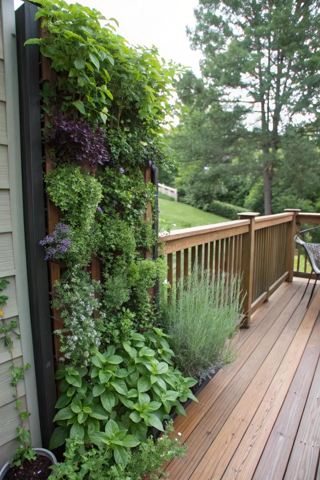 Create privacy with a lush herb wall.