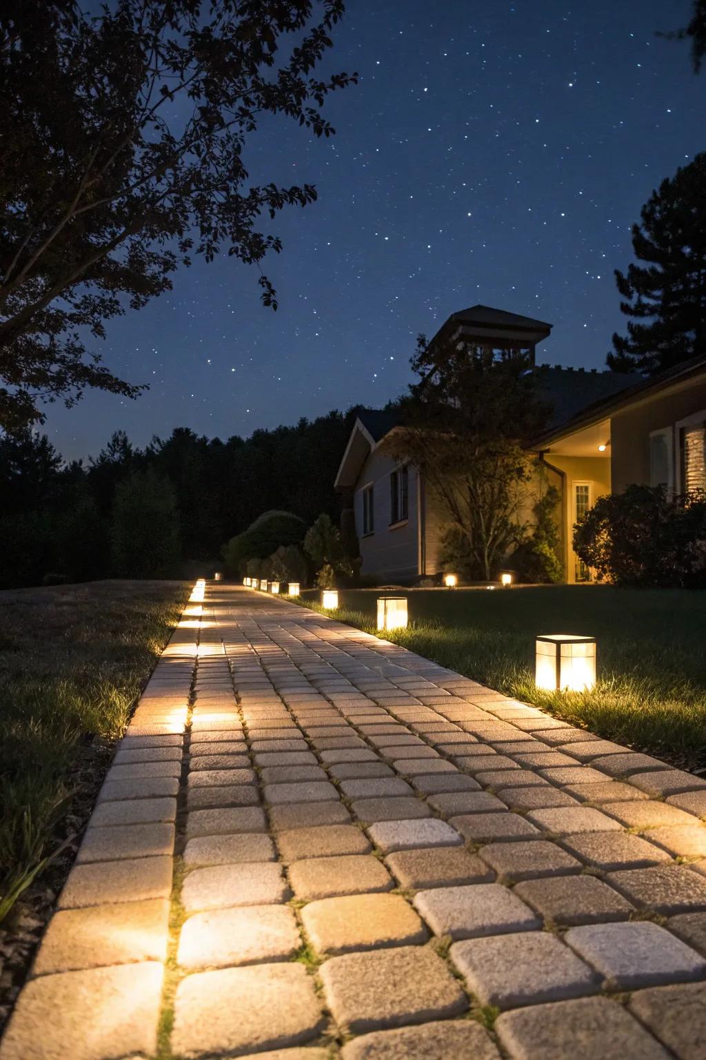 Illuminated tiles enhance safety and ambiance.