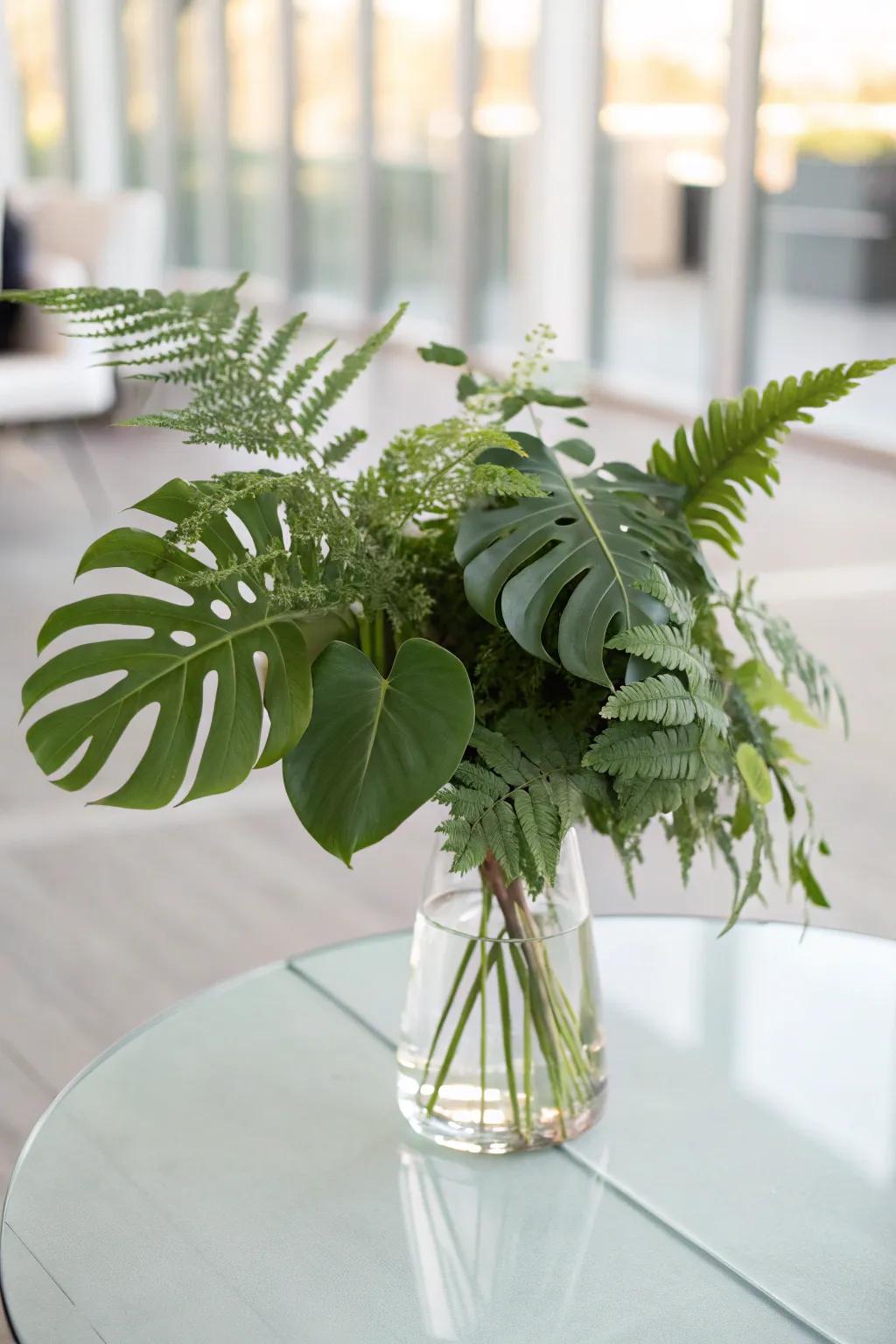 A minimalist greenery arrangement for a modern touch.