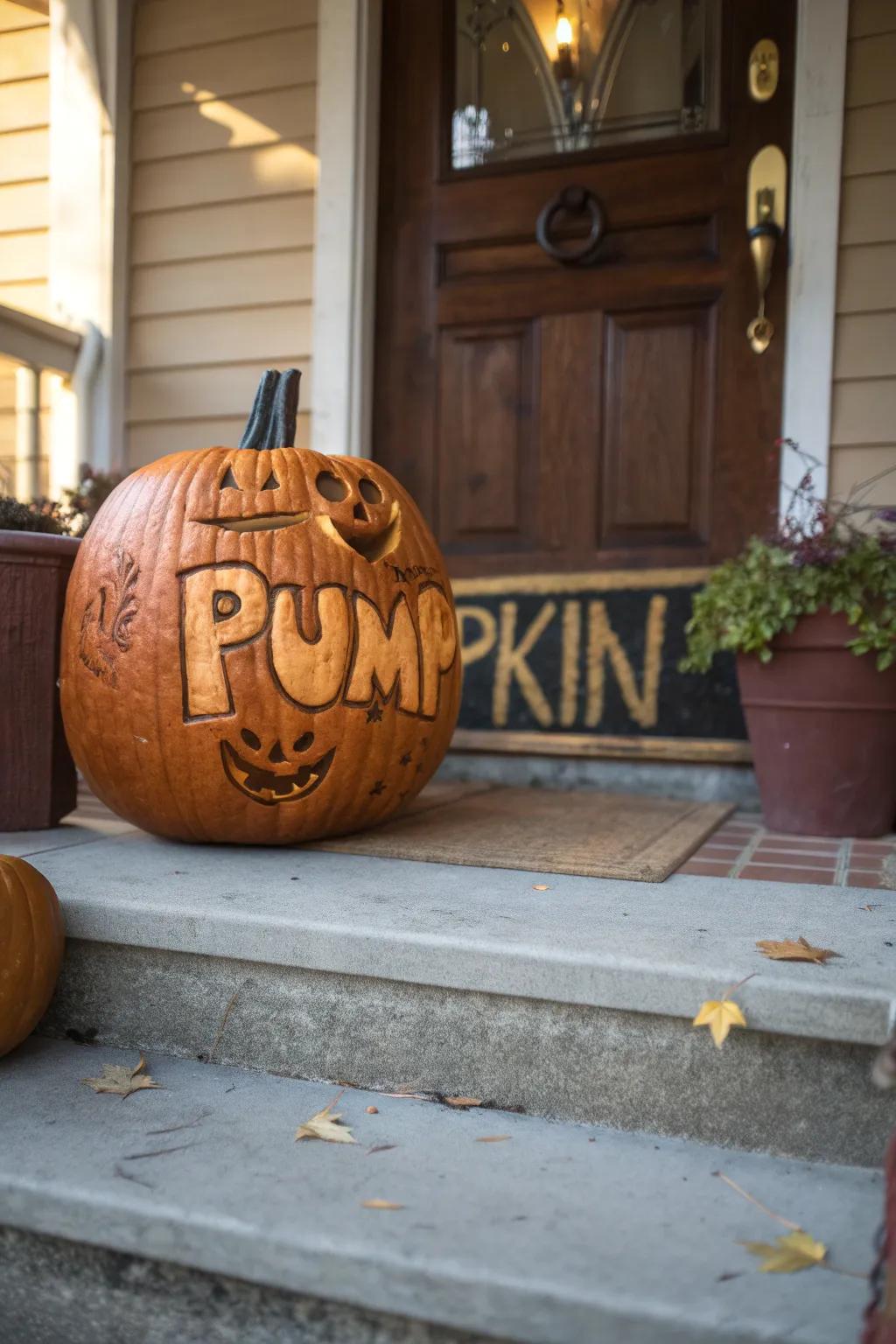 A punny pumpkin bringing smiles and laughter to Halloween festivities.