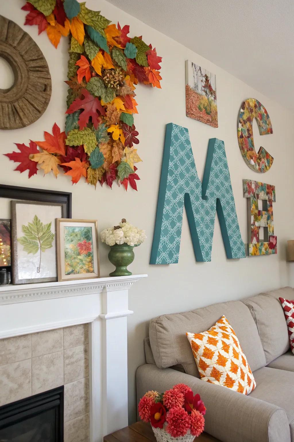 Seasonal monogram decor keeps things fresh and vibrant.