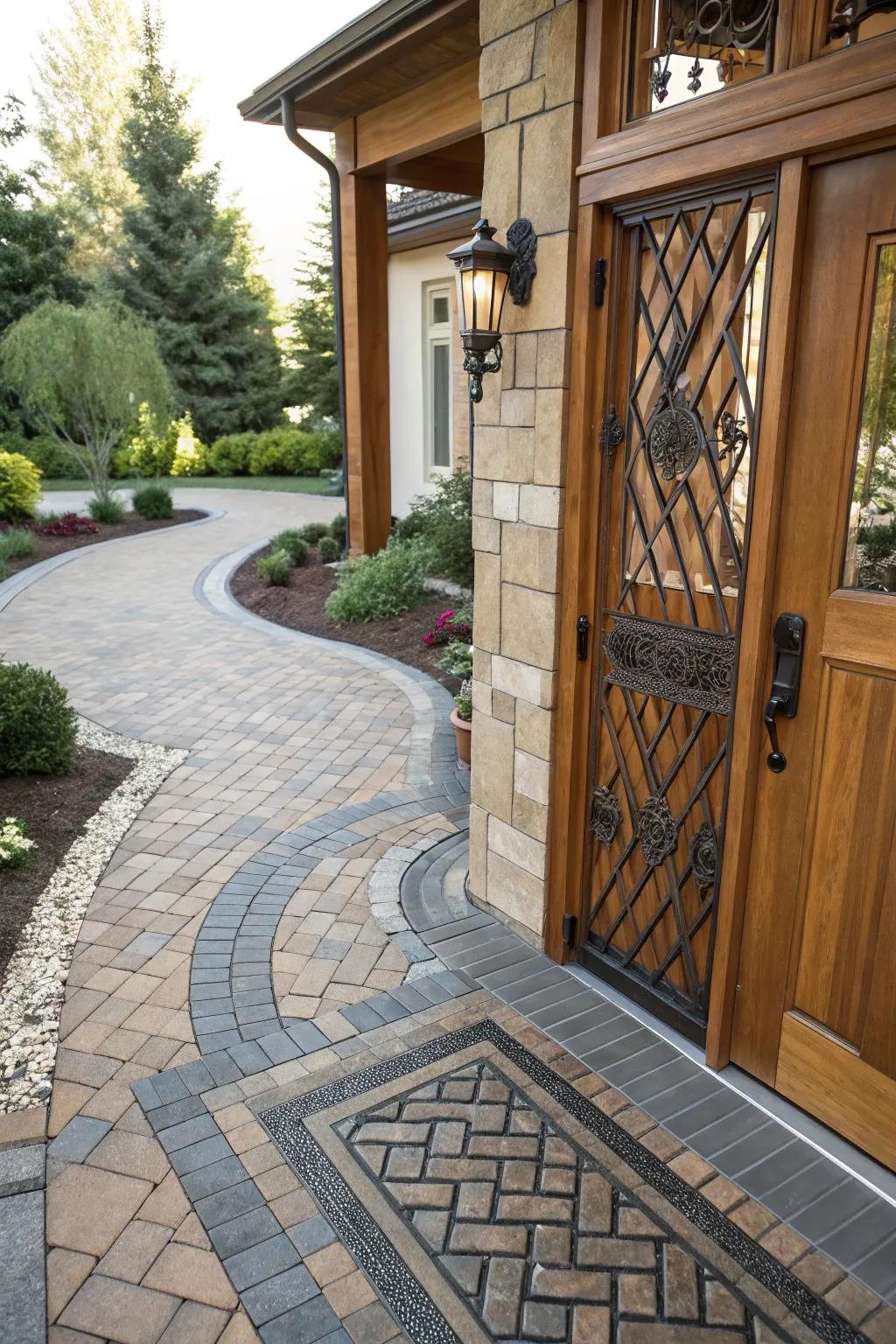 Contrasting products produce a vibrant, modern entryway.