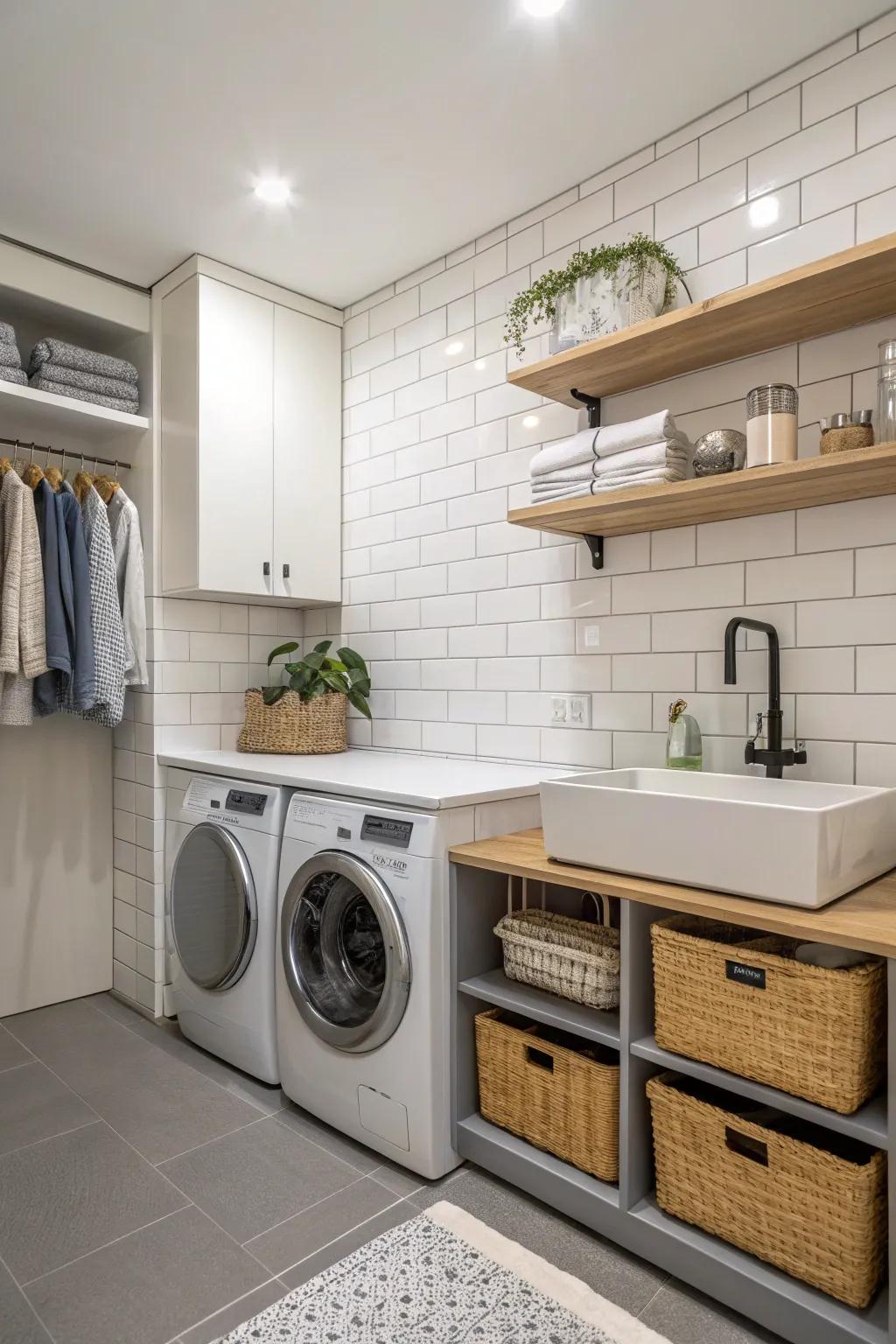 A utility sink combines practicality with stylish design.