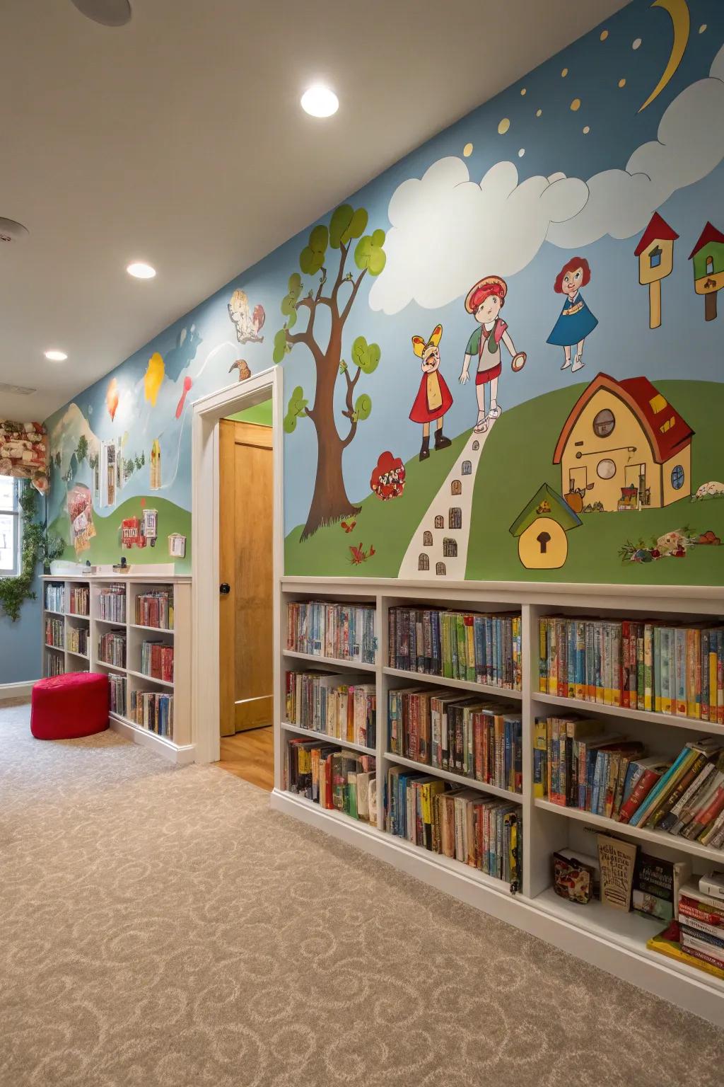 Cartoon scenes can inject fun and whimsy into your library.