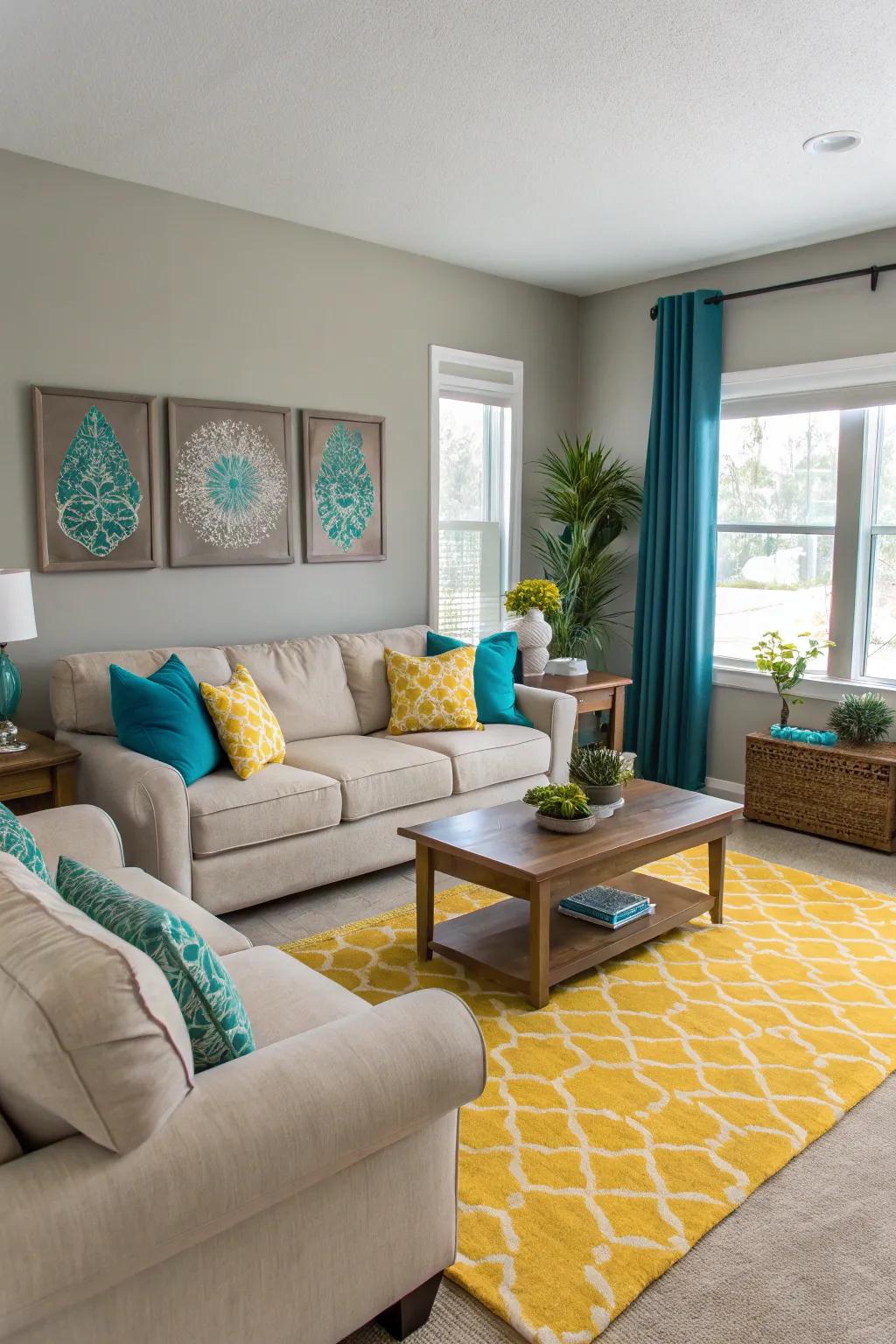 Surprising bursts of shade add a stimulating contrast to the fall décor.